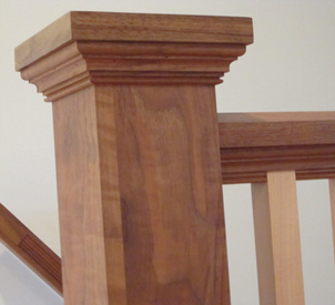close-up of top of banister